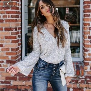 Vici Silver Screen sequin drape bodysuit